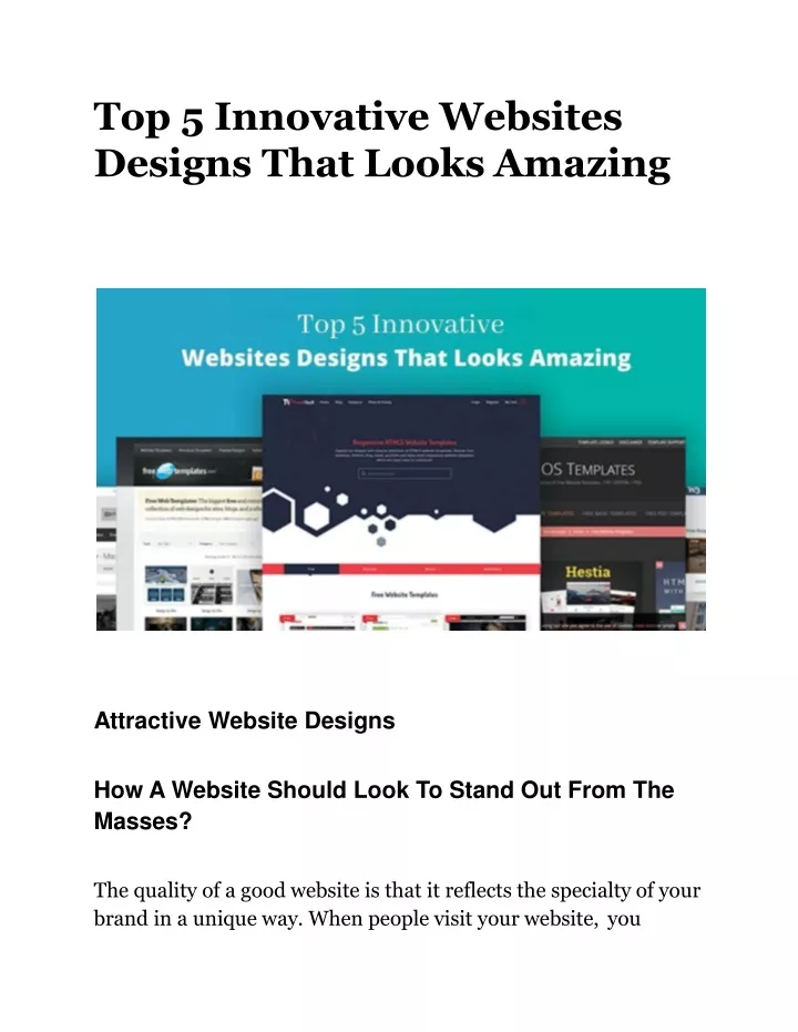 top 5 innovative websites designs that looks amazing
