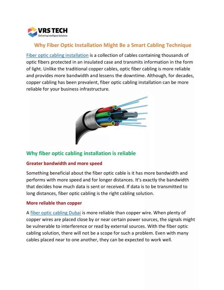 why fiber optic installation might be a smart