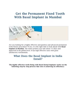 Best Basal Implant in Mumbai - Basal Implant in India | Precision Dental Implant
