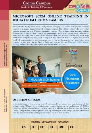 MICROSOFT SCCM ONLINE TRAINING IN INDIA FROM CROMA CAMPUS