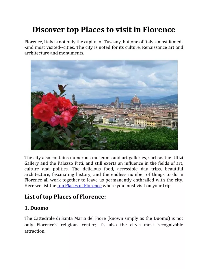 discover top places to visit in florence