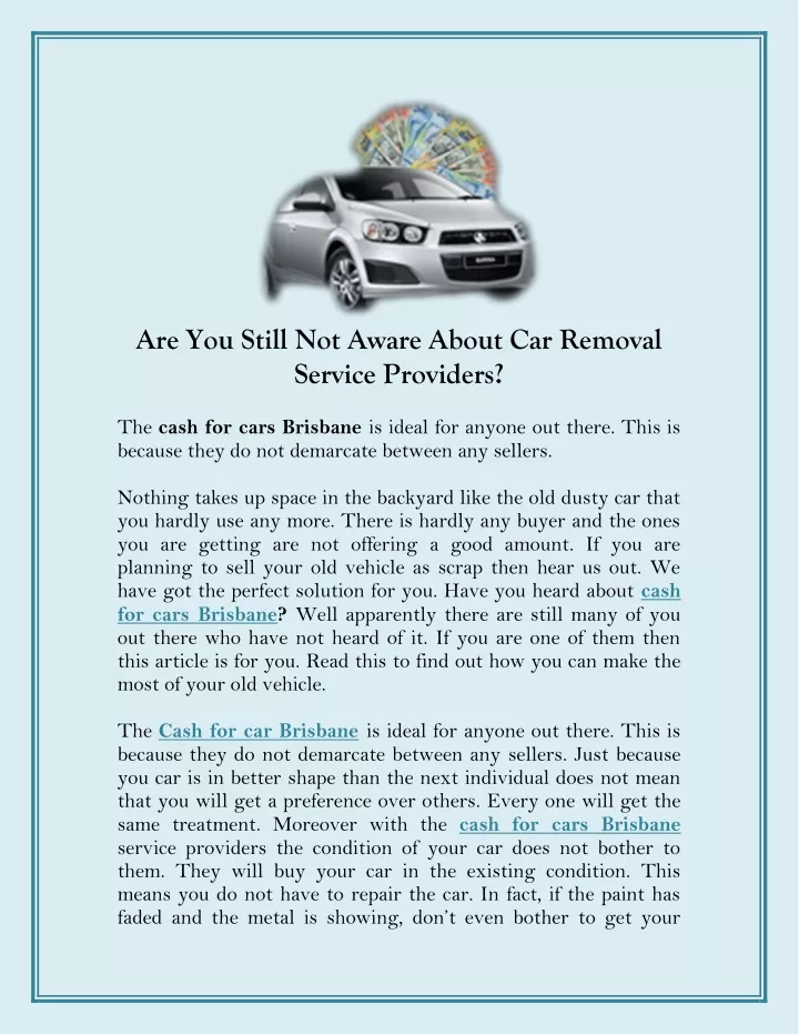 are you still not aware about car removal service