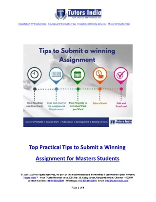 Tips to Submit a Winning Assignment- TutorsIndia.com for my assignment writing help