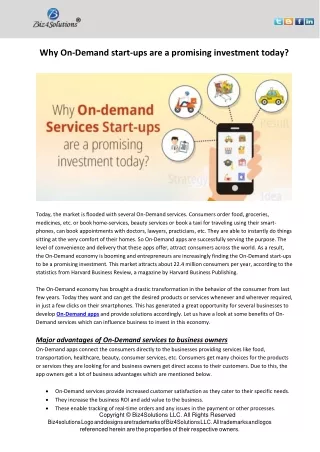 Why On-Demand start-ups are a promising investment today?