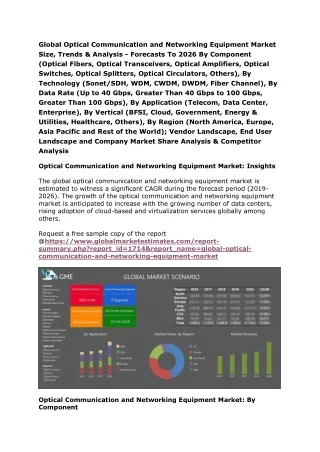 Global Optical Communication and Networking Equipment Market Size, Trends & Analysis - Forecasts To 2026