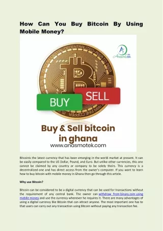 How Can You Buy Bitcoin By Using Mobile Money?