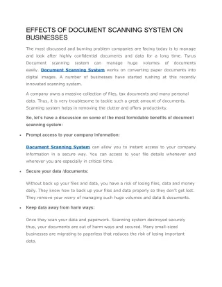 Effects of Document Scanning System on businesses