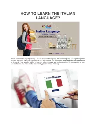 HOW TO LEARN THE ITALIAN ?