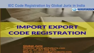 IEC Code Registration by Global Jurix in India