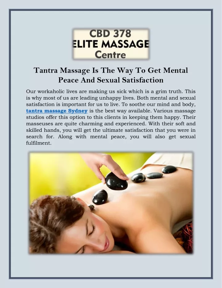 tantra massage is the way to get mental peace