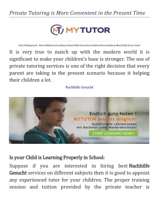 Private Tutoring is More Convenient in the Present Time