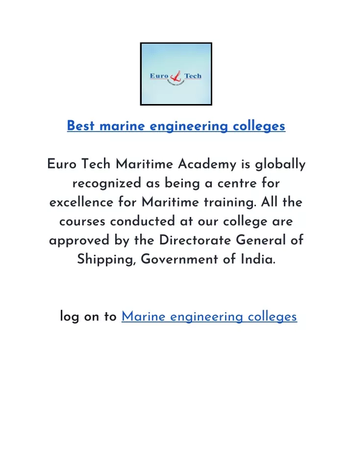 best marine engineering colleges