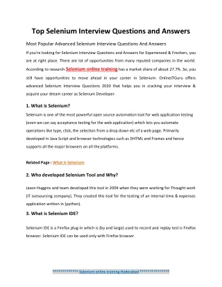 Selenium Interview questions and answers