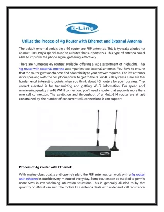 Utilize the Process of 4g Router with Ethernet and External Antenna
