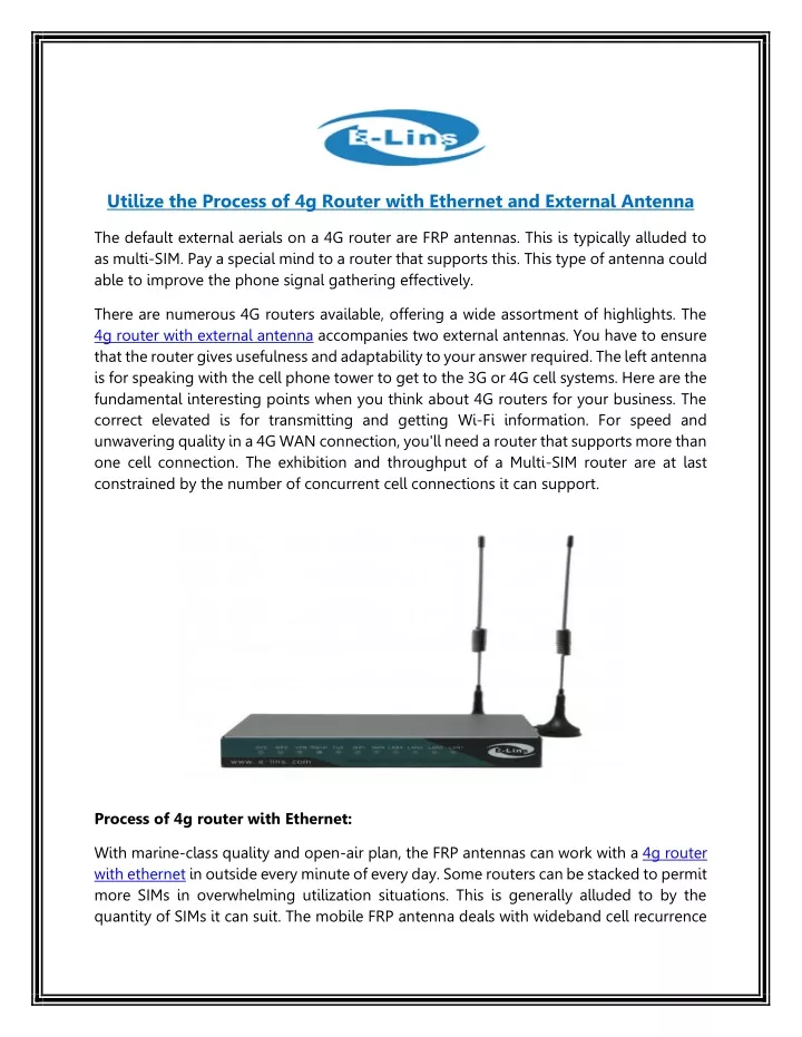 utilize the process of 4g router with ethernet