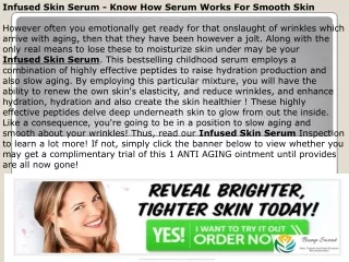 Infused Skin Serum - Know How Serum Works For Smooth Skin?