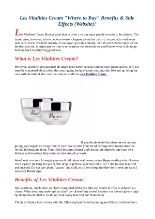 les vitalities cream where to buy benefits side