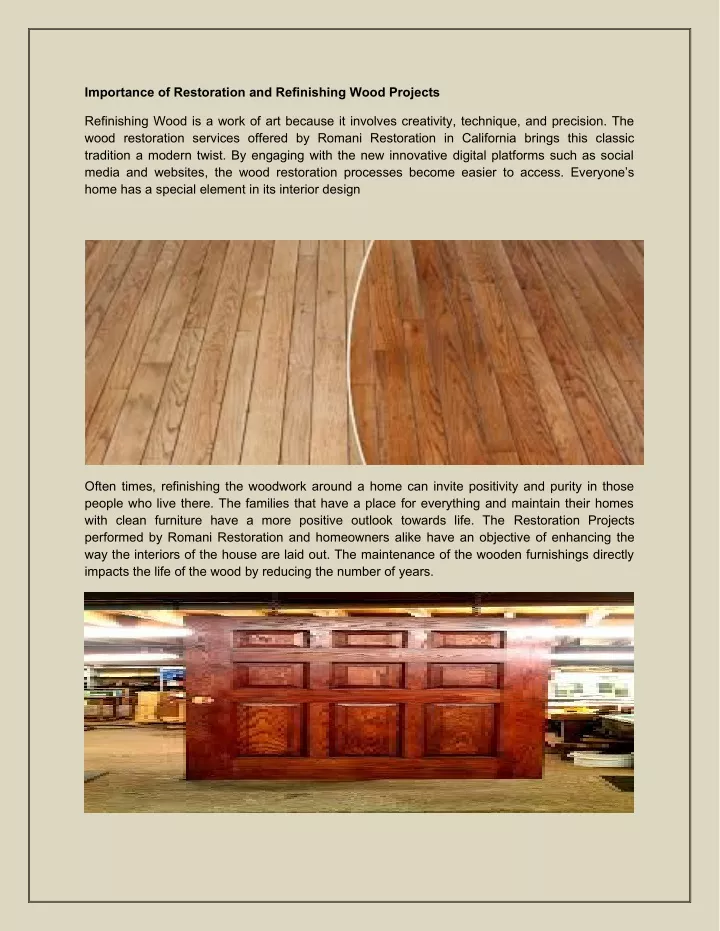 importance of restoration and refinishing wood