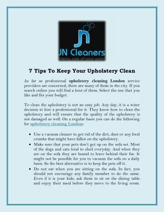 7 Tips To Keep Your Upholstery Clean