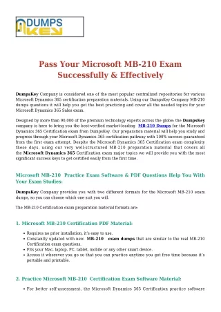 Microsoft MB-210 [2020] Exam Dumps - Recommendations