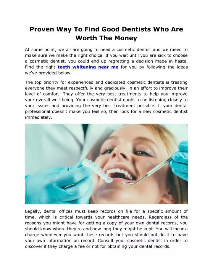 proven way to find good dentists who are worth