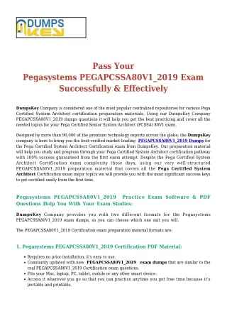 Pegasystems PEGAPCSA80V1_2019 PCSA v8 Exam[2020] Exam Dumps