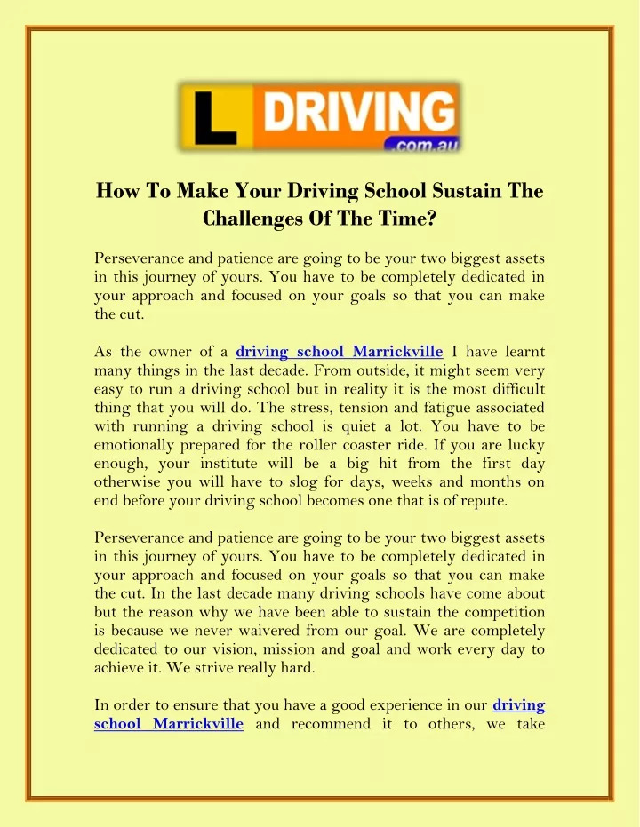 how to make your driving school sustain