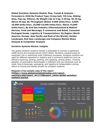 Global Sortation Systems Market, Size, Trends & Analysis - Forecasts to 2026