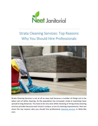 Strata Cleaning Services: Top Reasons Why You Should Hire Professionals