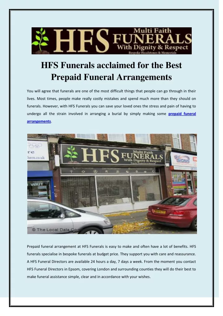 hfs funerals acclaimed for the best prepaid