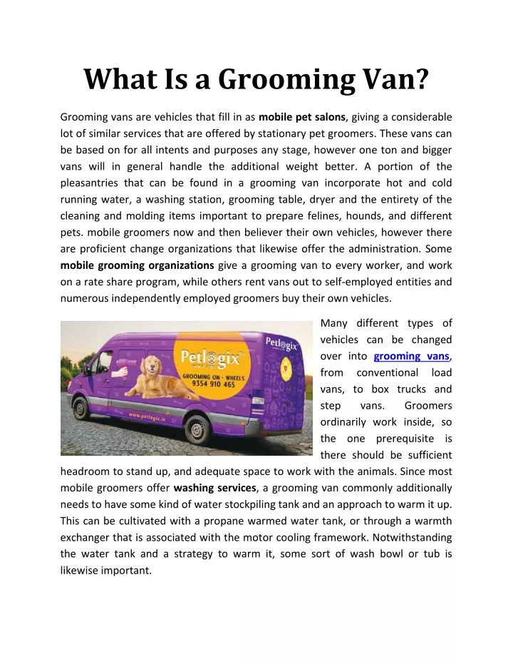 what is a grooming van