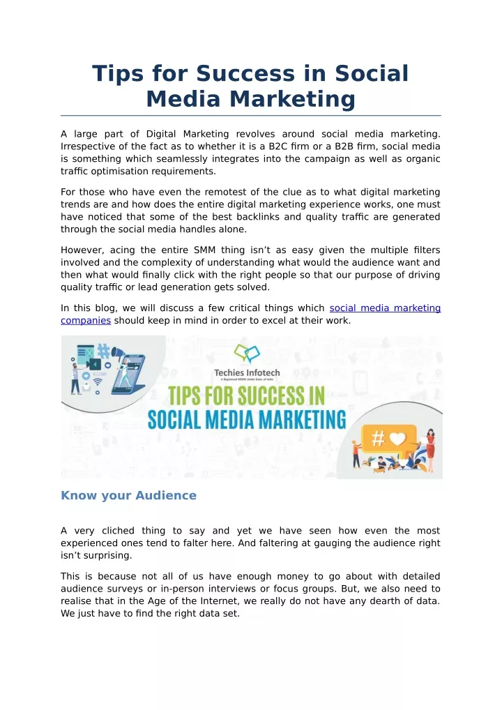 tips for success in social media marketing