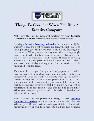 Things To Consider When You Run A Security Company