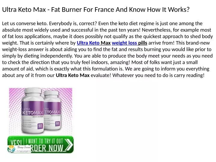 ultra keto max fat burner for france and know
