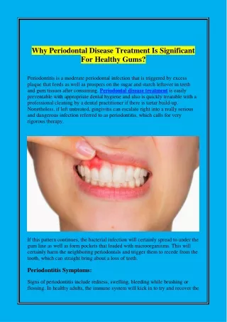 Why Periodontal Disease Treatment Is Significant For Healthy Gums