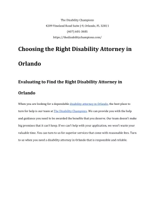 Orlando Disability Attorney