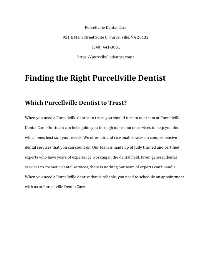 purcellville dental care
