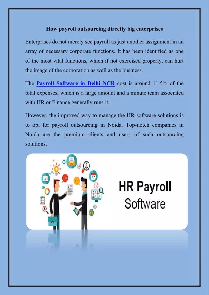 how payroll outsourcing directly big enterprises