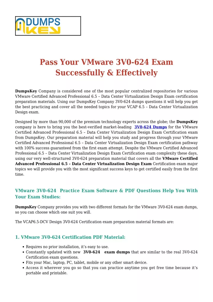 pass your vmware 3v0 624 exam successfully