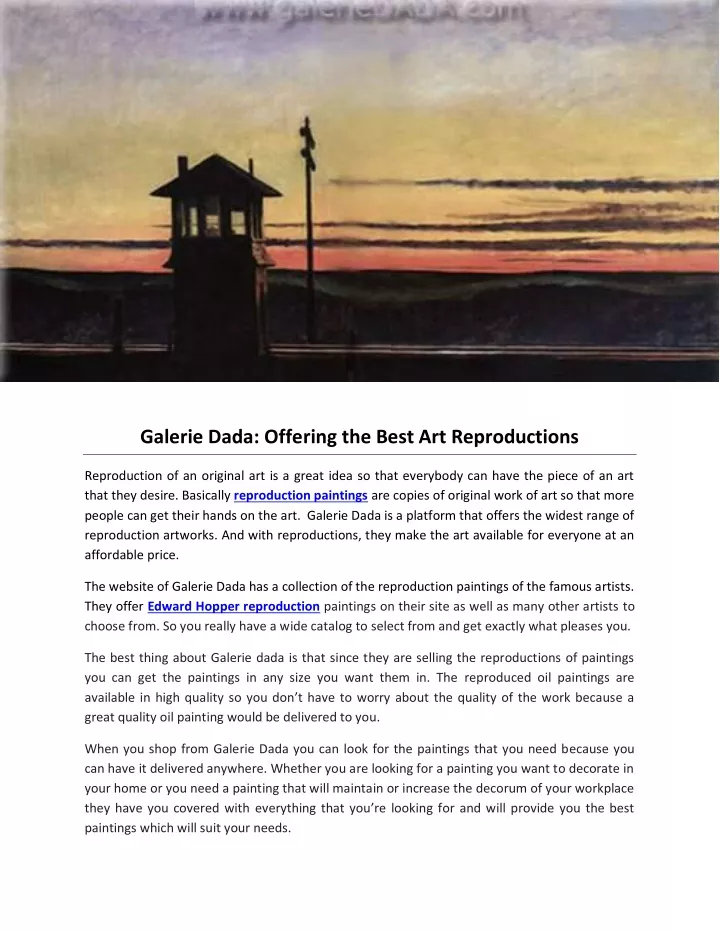galerie dada offering the best art reproductions