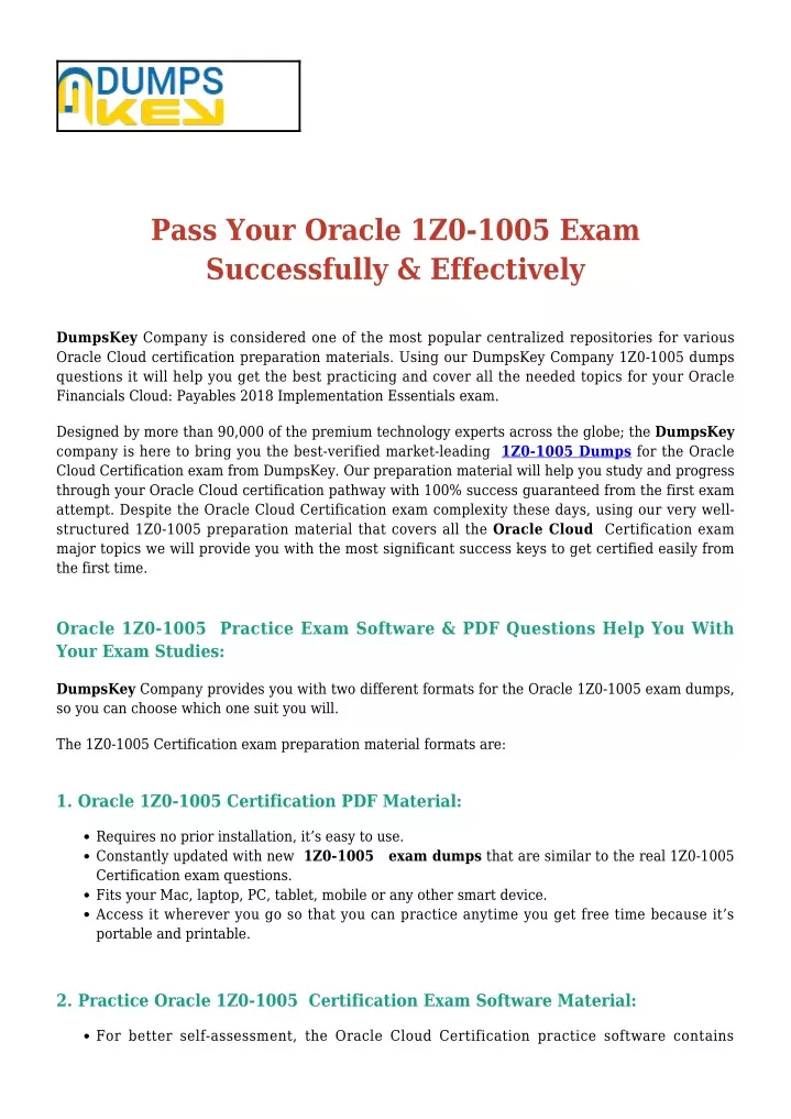 pass your oracle 1z0 1005 exam successfully