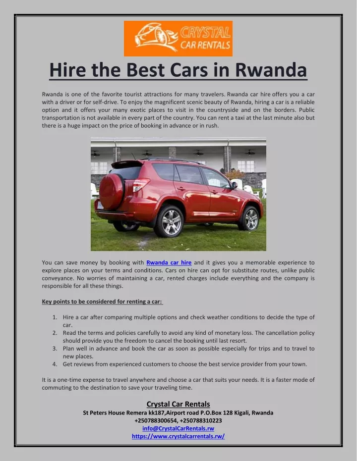hire the best cars in rwanda