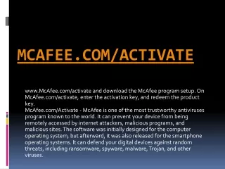 McAfee Antivirus Activation for PC mcafee.com/activate