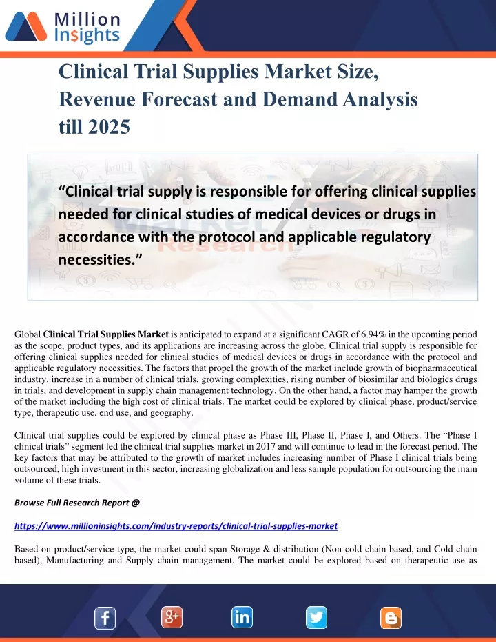 clinical trial supplies market size revenue