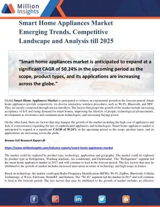 Smart Home Appliances Market Emerging Trends, Competitive Landscape and Analysis till 2025