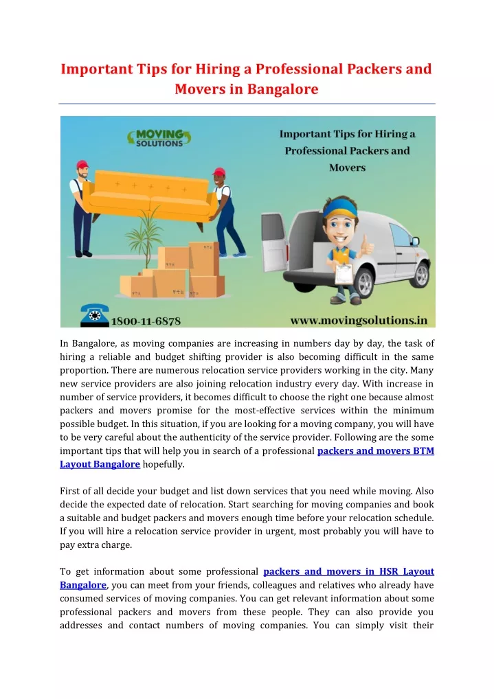 important tips for hiring a professional packers