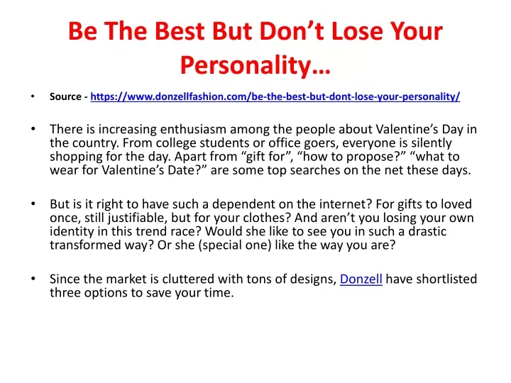 be the best but don t lose your personality