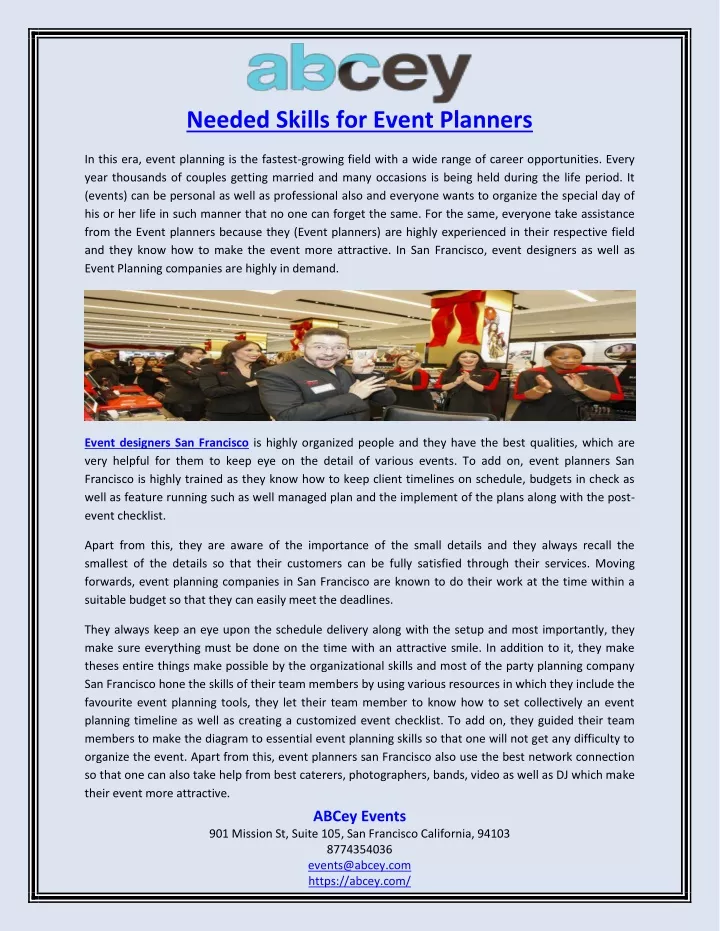 needed skills for event planners