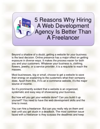 5 Reasons Why Hiring A Web Development Agency Is Better Than A Freelancer