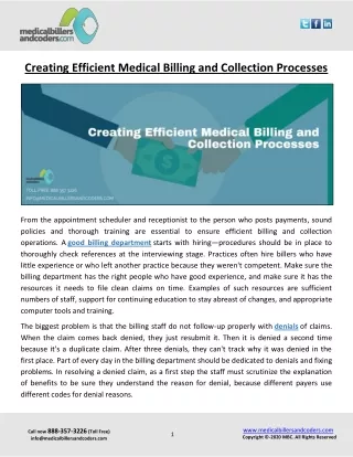 Creating Efficient Medical Billing and Collection Processes